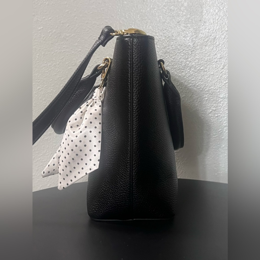 NEW Nanette Lepore Vegan Leather Handbag Satchel Crossbody Bag Purse Scarf Tie - Picture 6 of 14